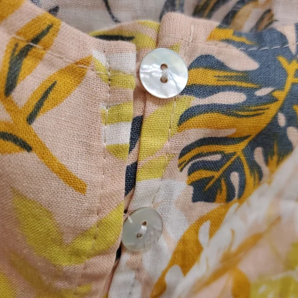 3 Piece Linen Set Matching Pants Tank Collared Shirt NWOT Floral Nicole Miller - Picture 4 of 10